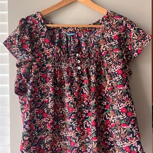 Draper James Floral Blouse in Red and Green